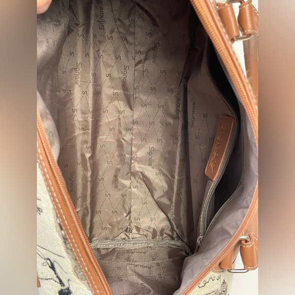 Signare Tapestry Brown Puppies Dog  Tote Hand Bag Large Rare Novelty - Picture 3 of 15